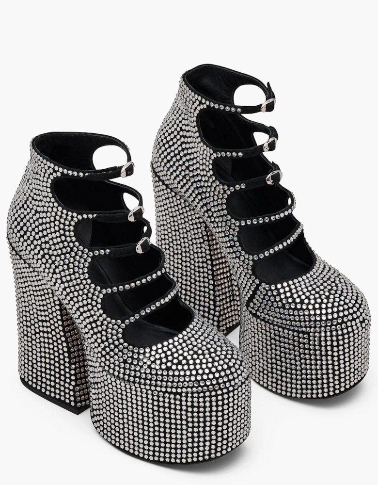 The Kiki Rhinestone Ankle Boots - Black/Crystal