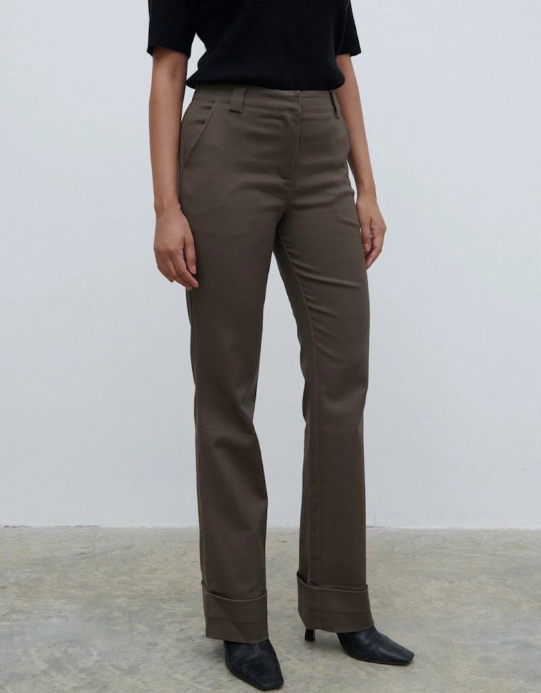 Eddie Turn Up Trouser - Brown