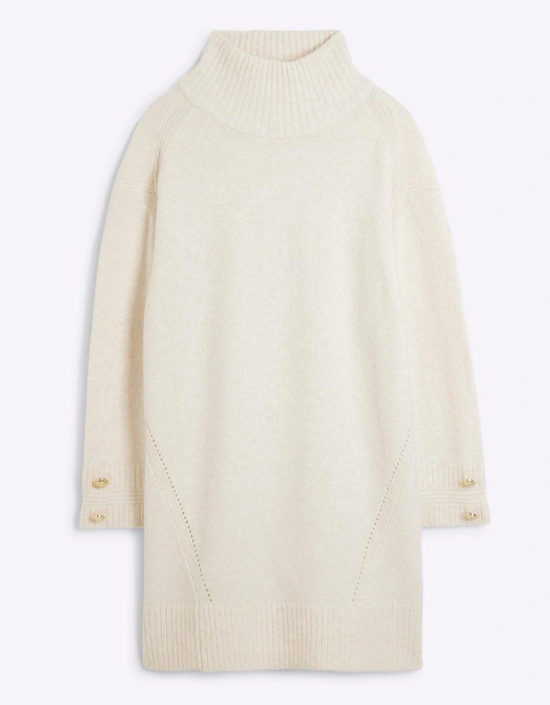 High Neck Jumper Dress - Cream