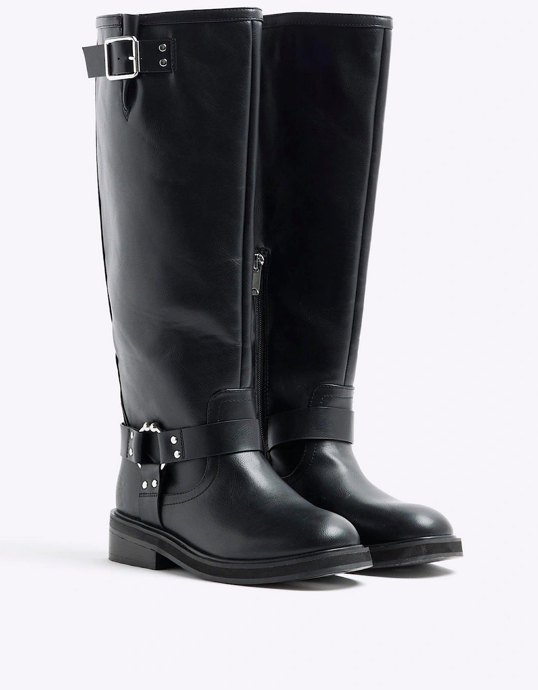 High Leg Biker Boot - Black