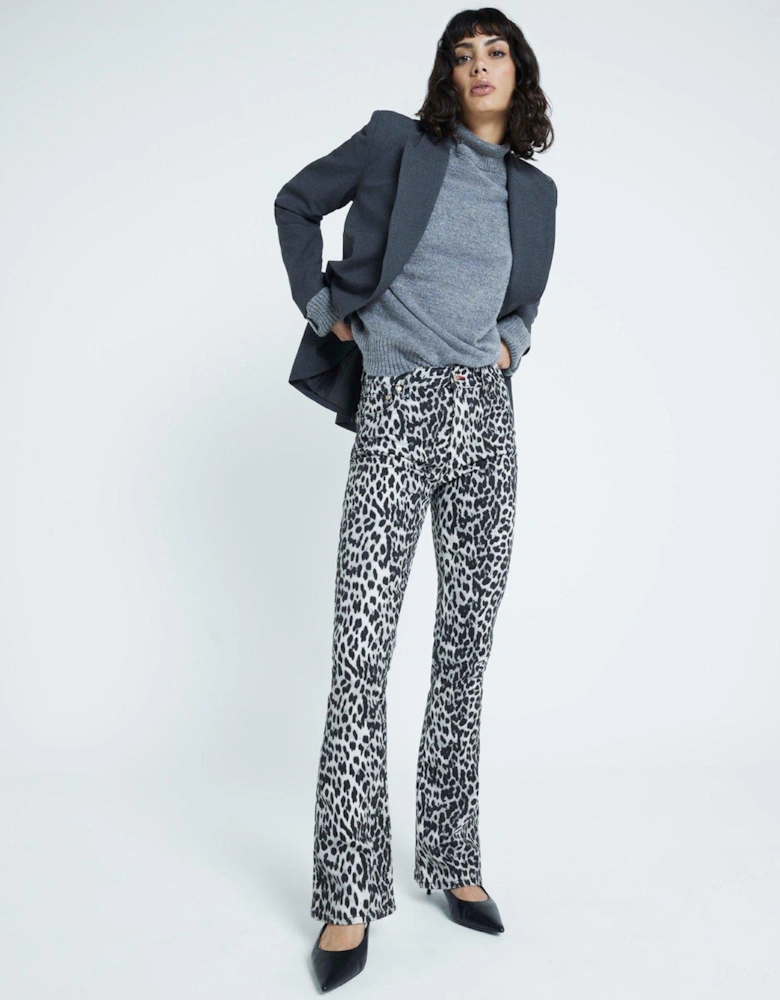 Bootcut Animal Print Jeans - Black