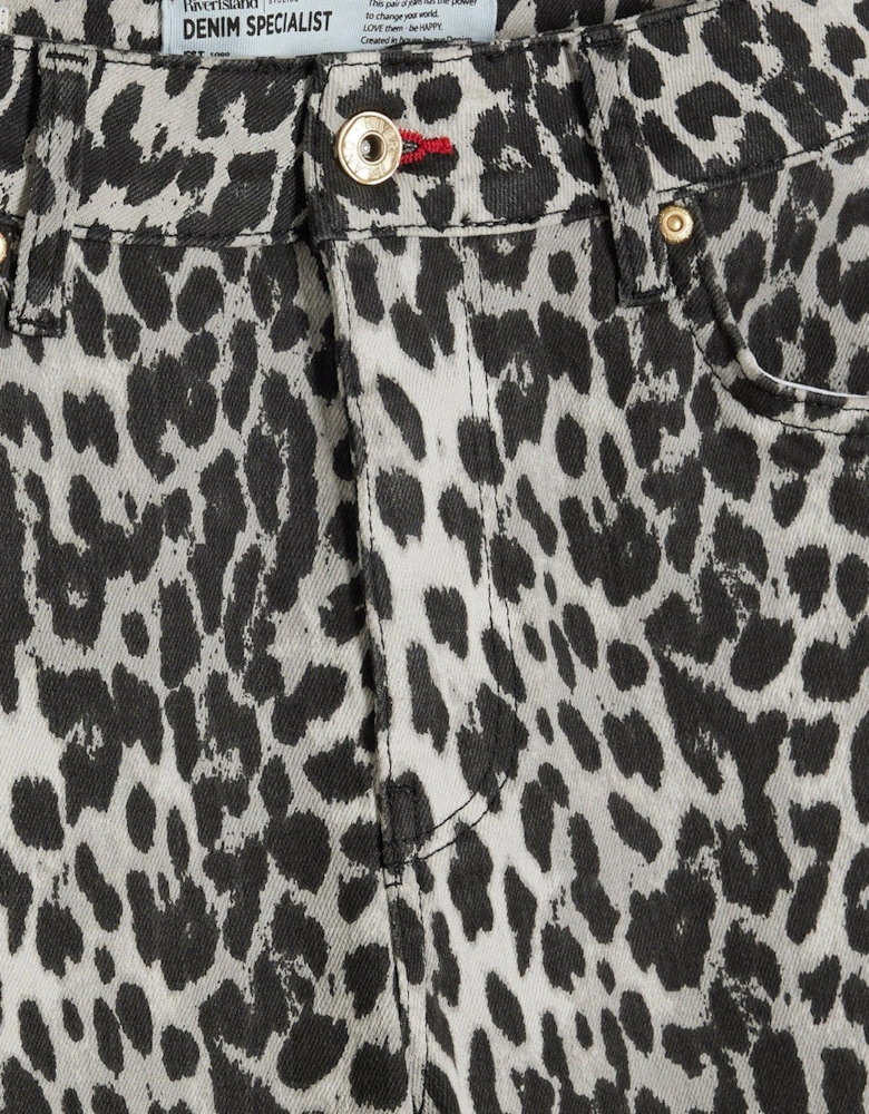 Bootcut Animal Print Jeans - Black