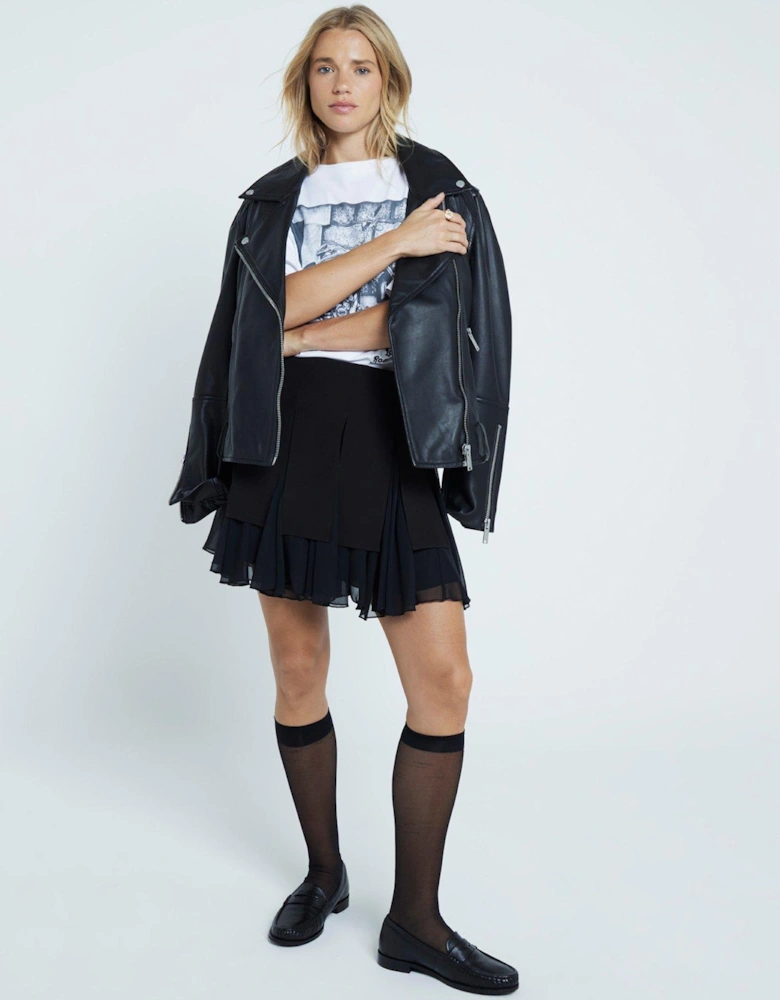 Crepe Chiffon Streamer Skirt - Black