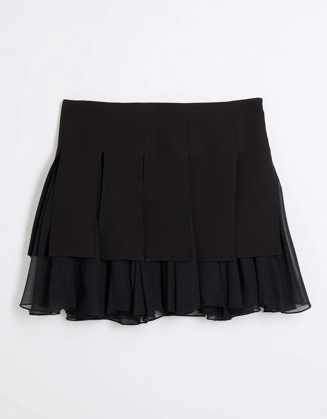 Crepe Chiffon Streamer Skirt - Black