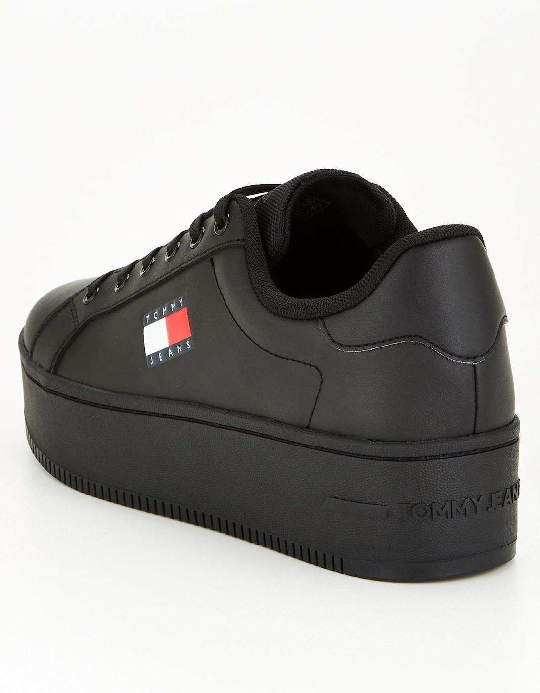 Leather Flatform Trainer - Black