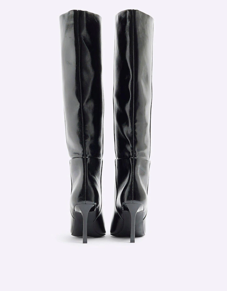 Straight Shaft High Leg Boot - Black