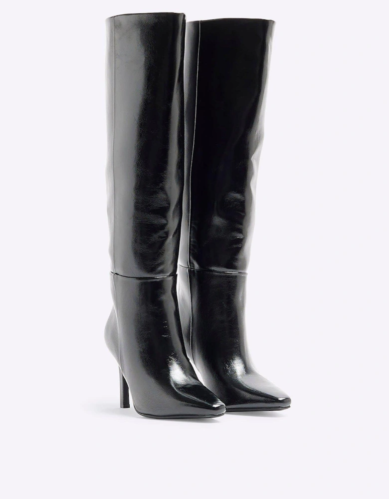 Straight Shaft High Leg Boot - Black