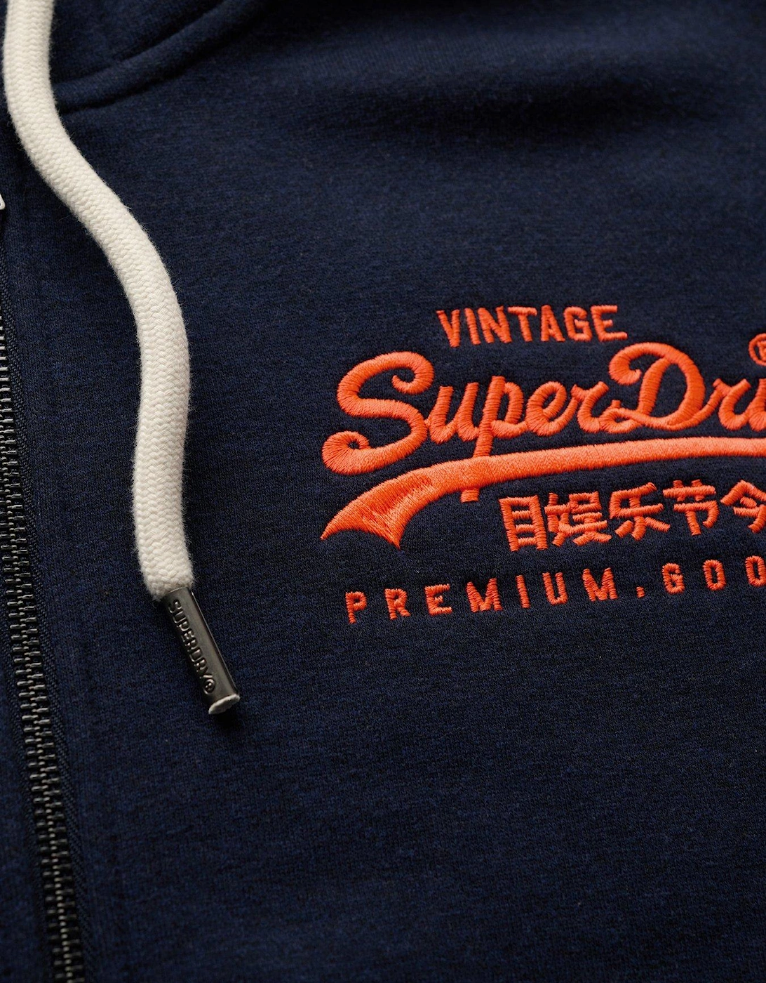 Neon Vintage Logo Zip Hoodie - Navy