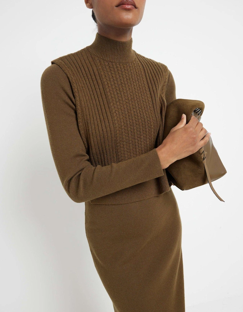 2 In 1 Midi Dress - Dark Khaki