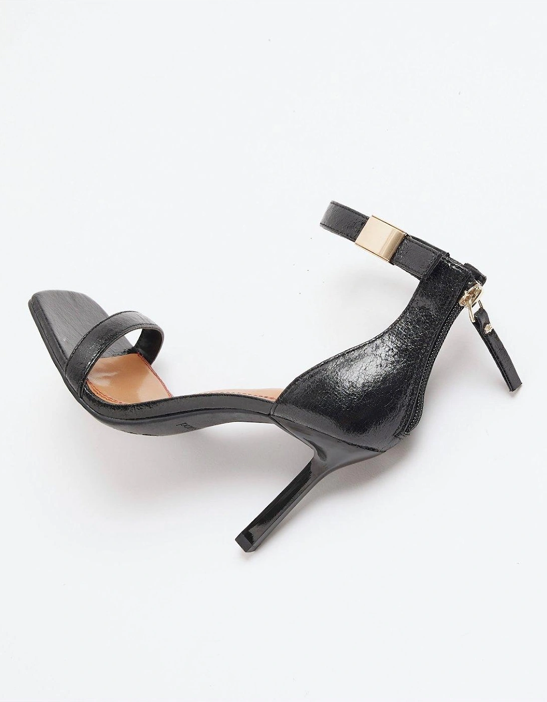 Clasp Detail Heeled Sandals - Black