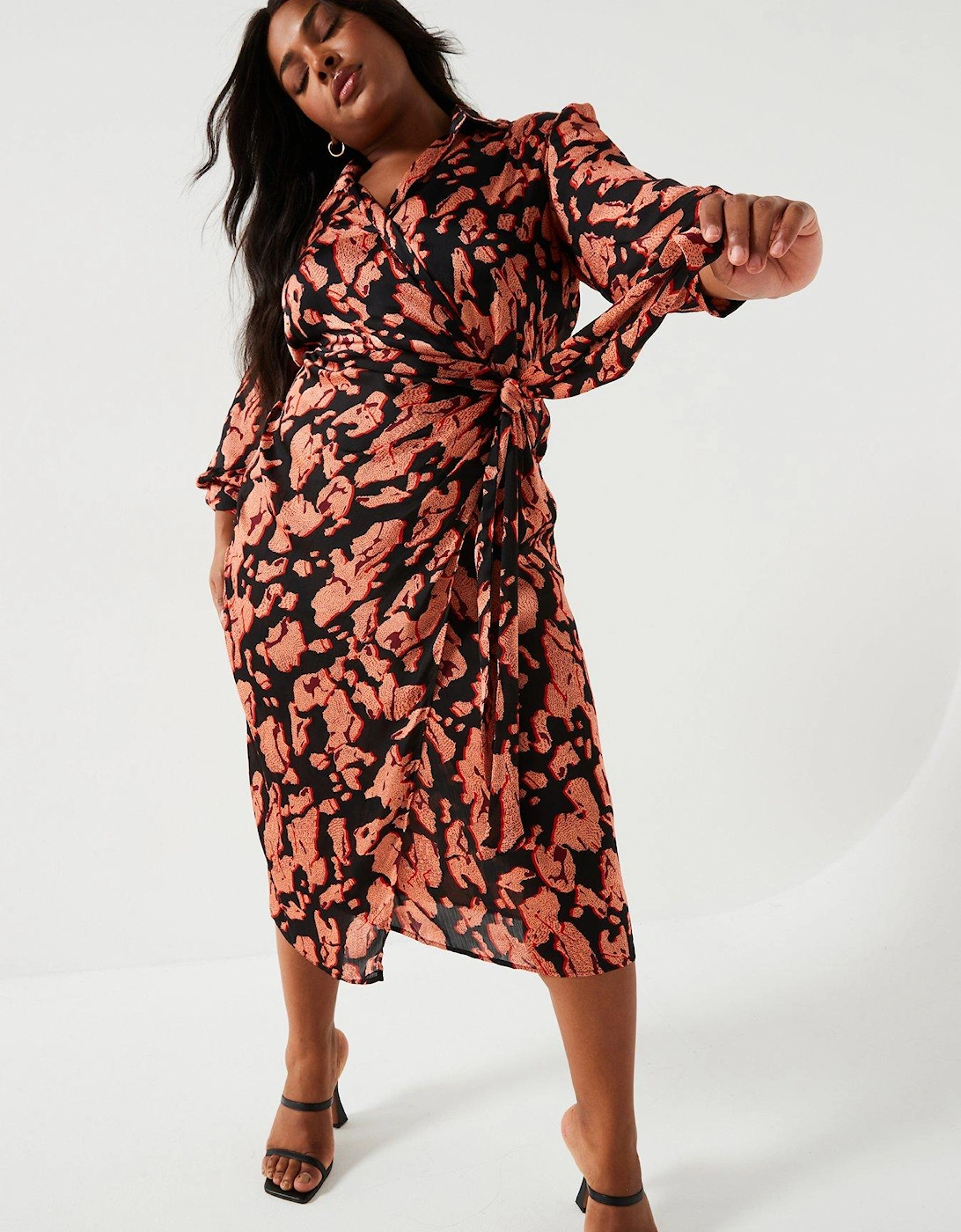 Print Belted Midi Dress - Multi