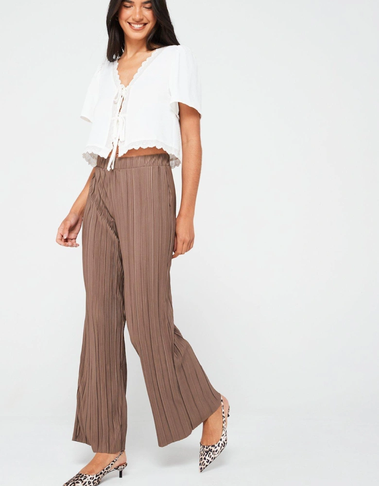 Bravo Pleat Jersey Pant - - Brown