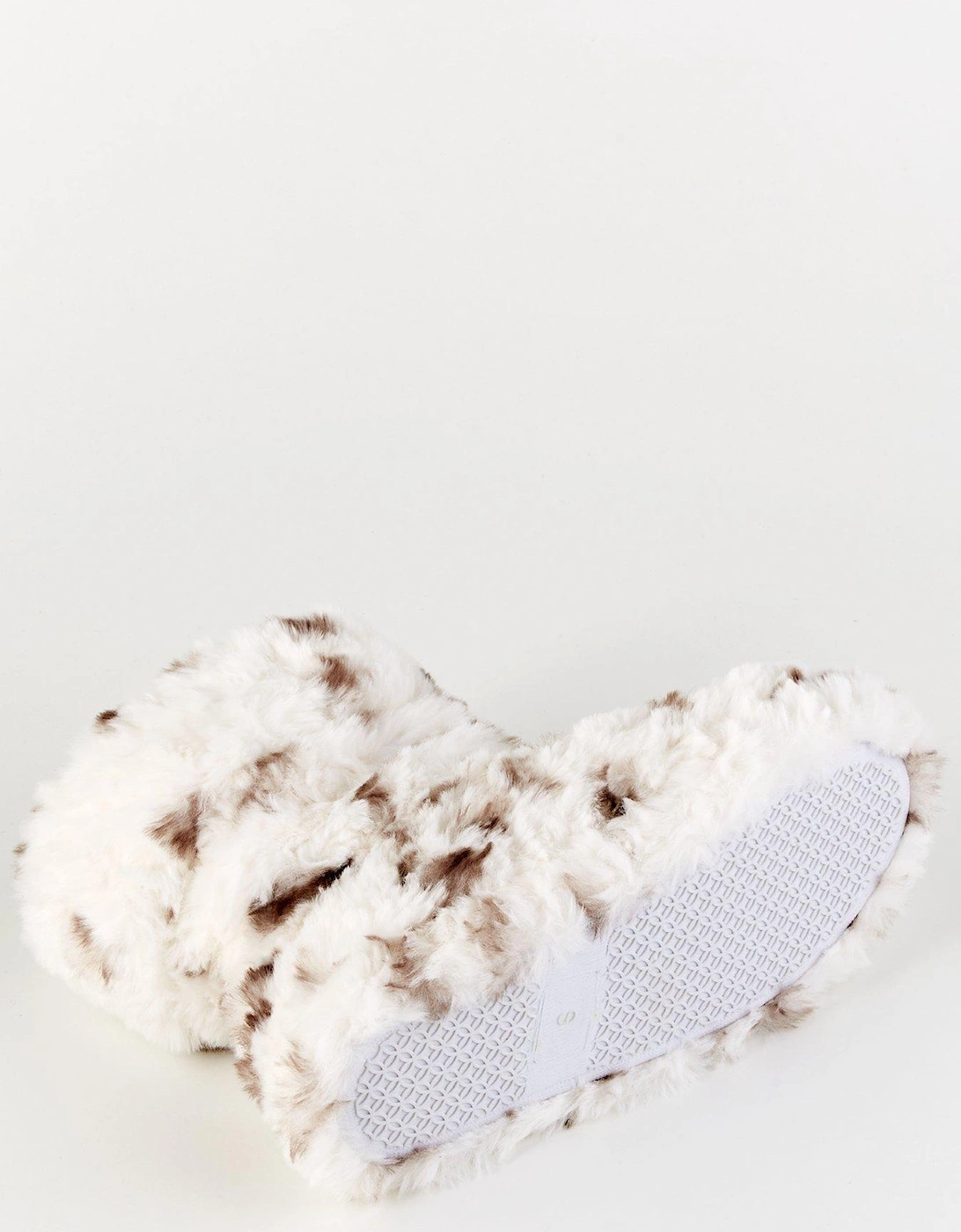 Leopard Slipper Boot With Poms - Grey