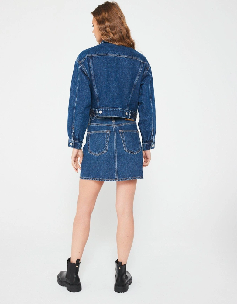 High Rise Denim Mini Skirt - Blue