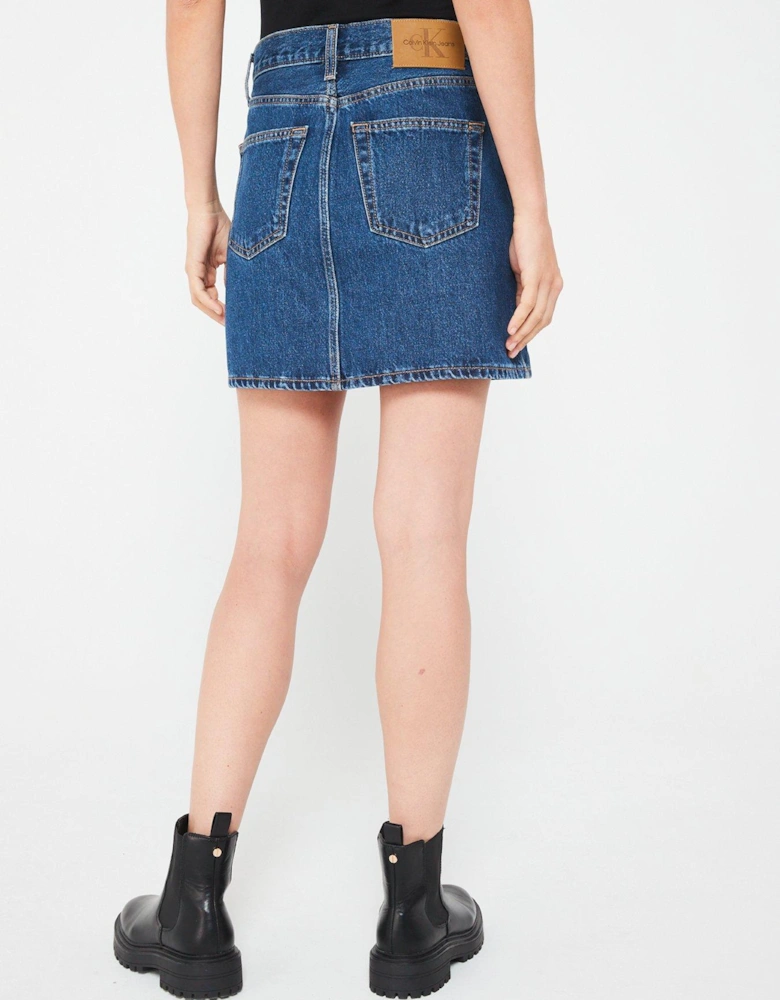 High Rise Denim Mini Skirt - Blue