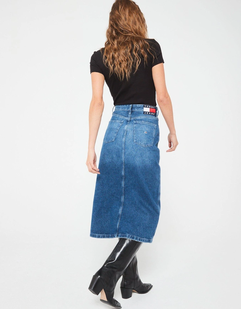 Denim Midi Skirt - Blue