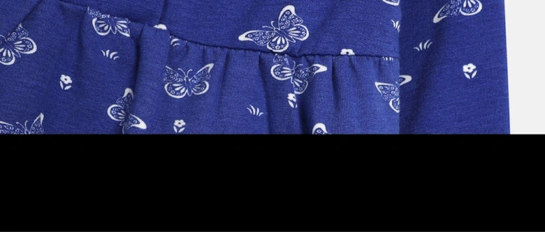 Girls Butterfly Print Button Front Dress - Blue