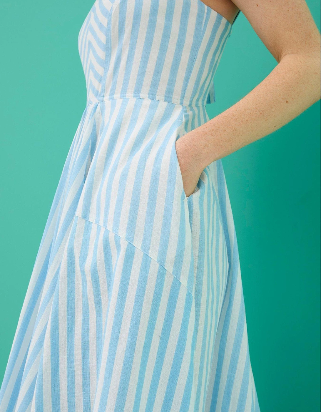 Maria Jude Stripe Midi Summer Dress - Blue