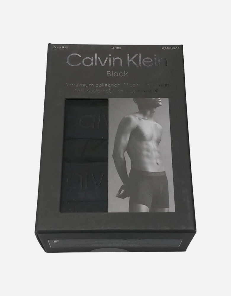 3-Pack CK Black Boxer Briefs, Black