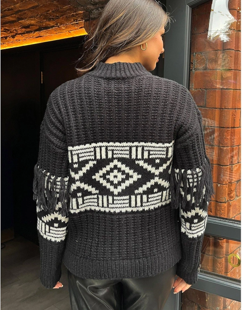 Aztec Print Jumper - Black