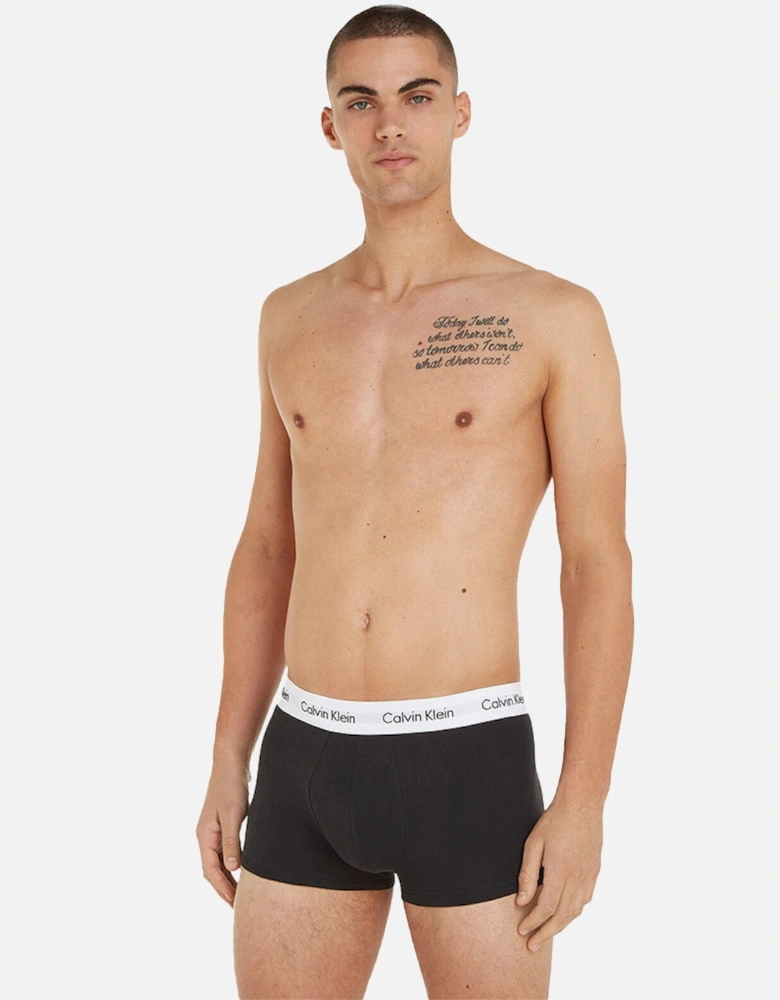 3-Pack Low-Rise Cotton Stretch Boxer Trunks, Black