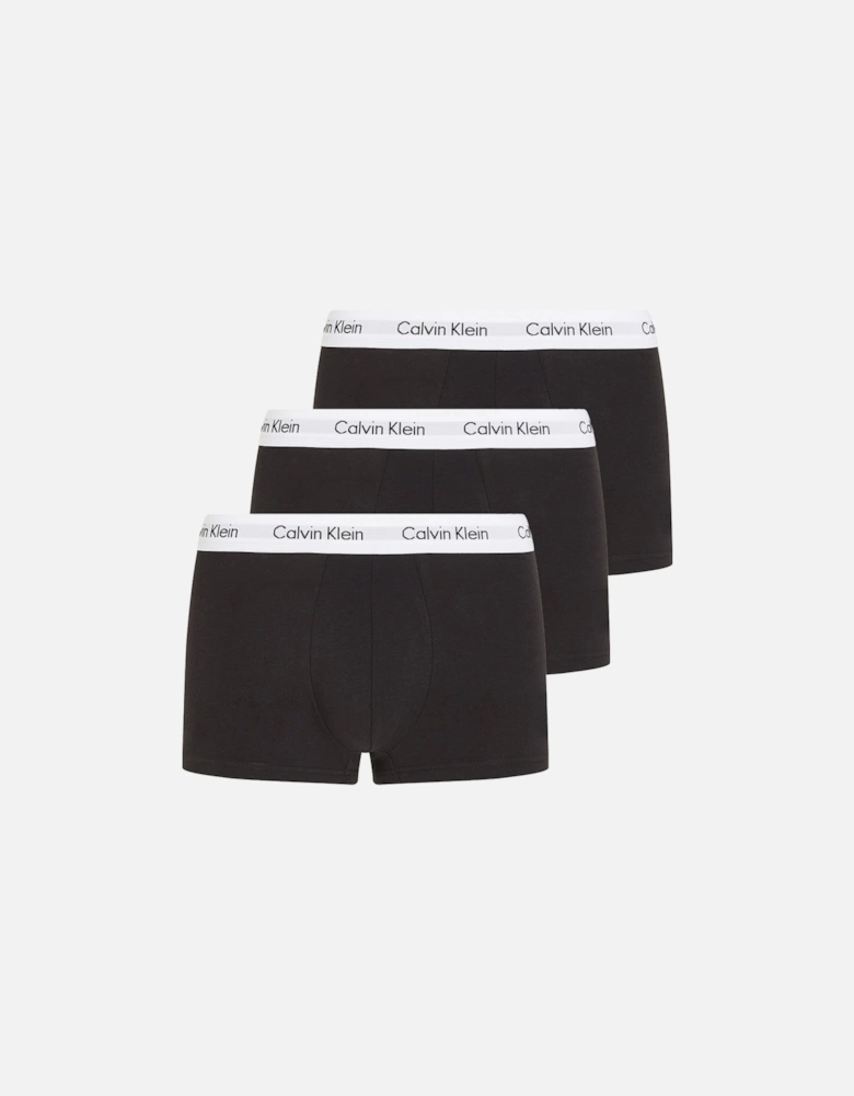 3-Pack Low-Rise Cotton Stretch Boxer Trunks, Black