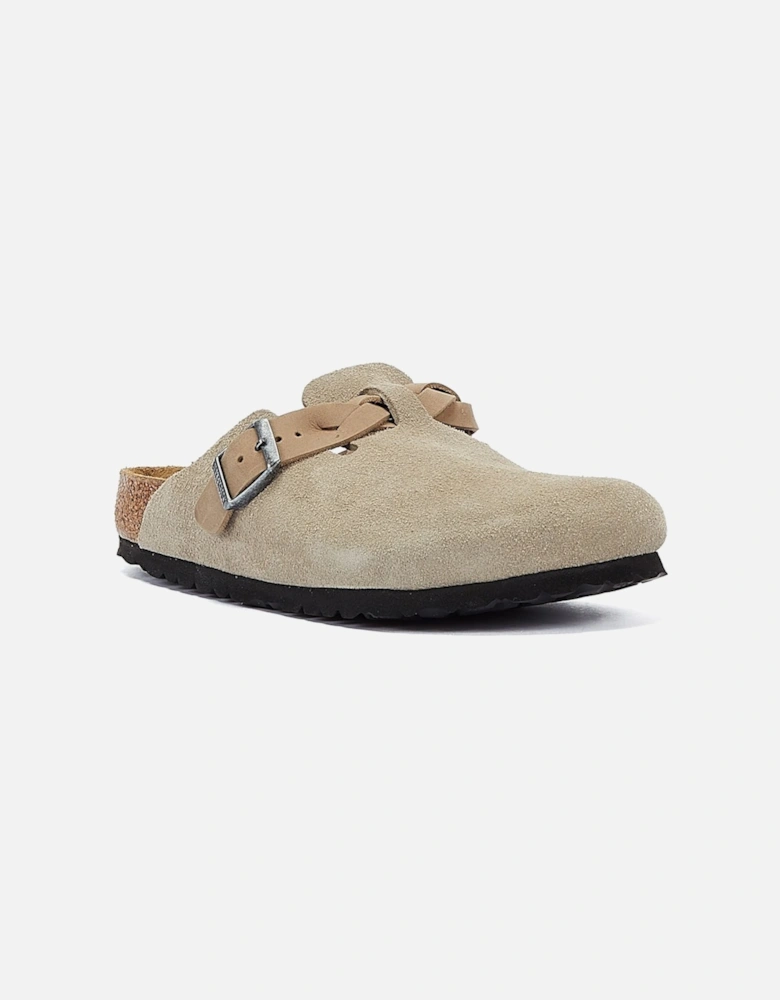 Braided Women's Taupe Suede Regular Clogs