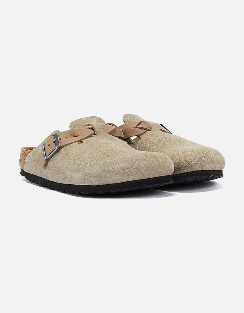 Braided Women's Taupe Suede Regular Clogs