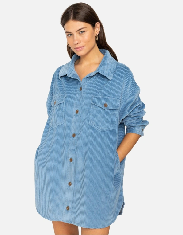 Womens Winter Ocean Corduroy Shirt Dress