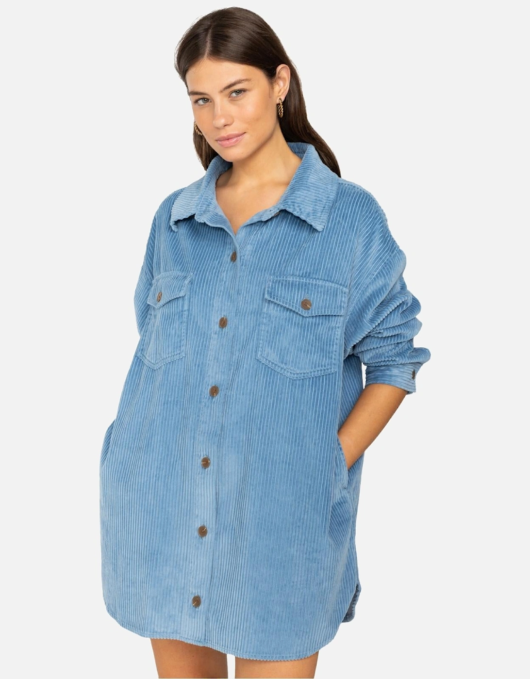 Womens Winter Ocean Corduroy Shirt Dress, 2 of 1