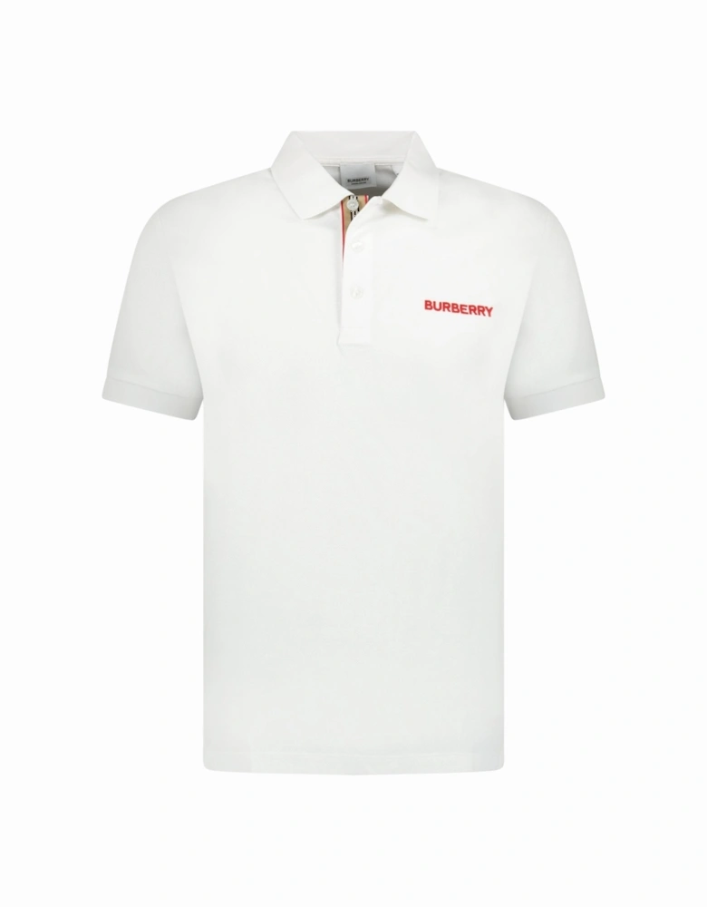 Burberry 'Hartford' Embroidery Logo Check Polo White