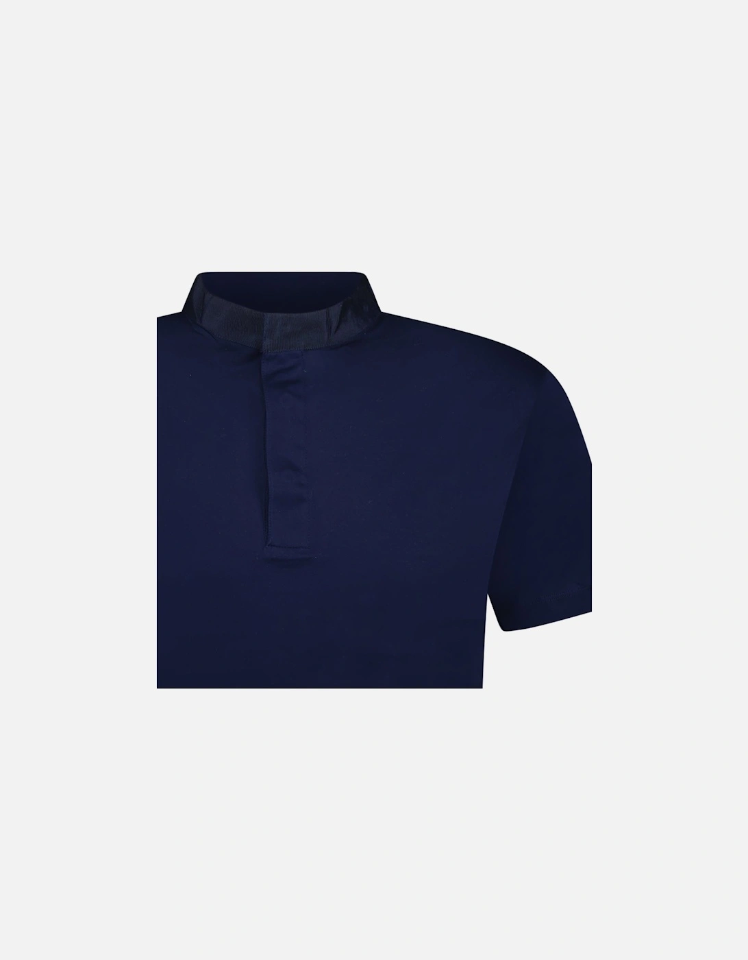 Eagle Logo Mercerised Button Up T-Shirt Navy