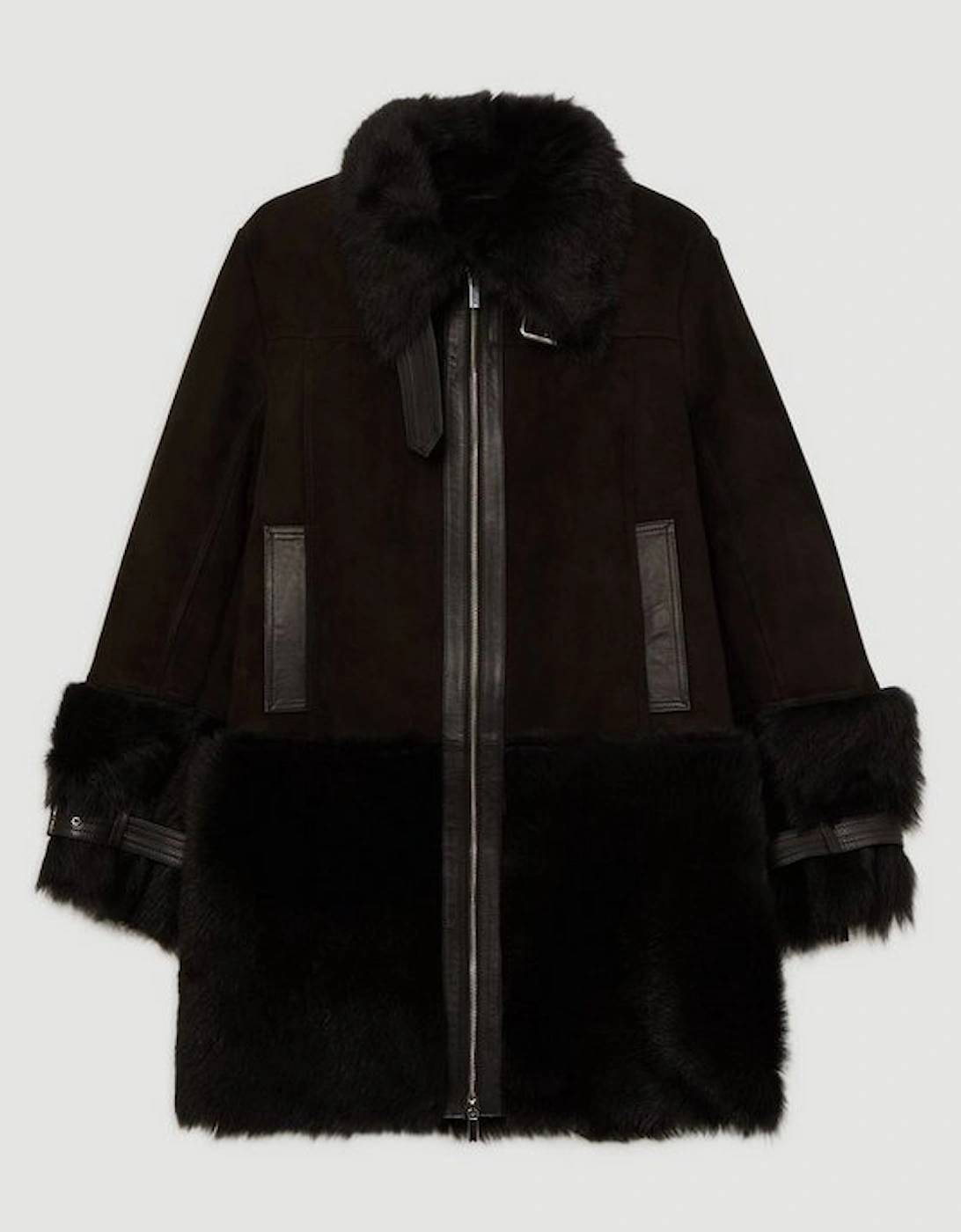 Shearling Longline Avaitor Coat