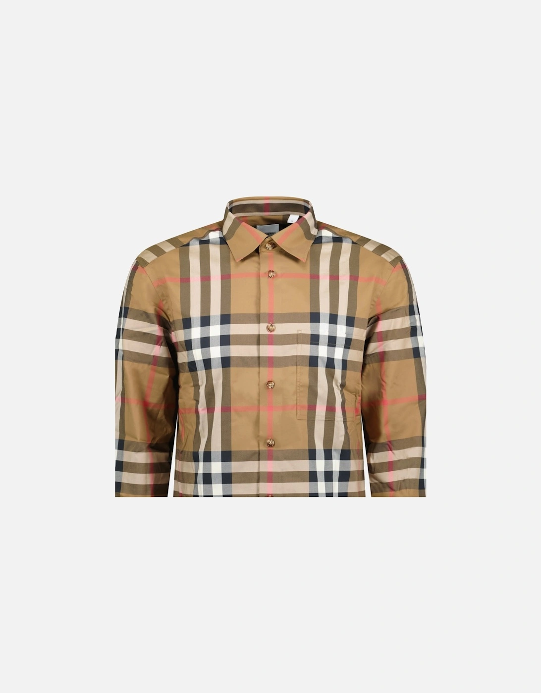 'Claverdon' Check Shirt in Taupe Brown