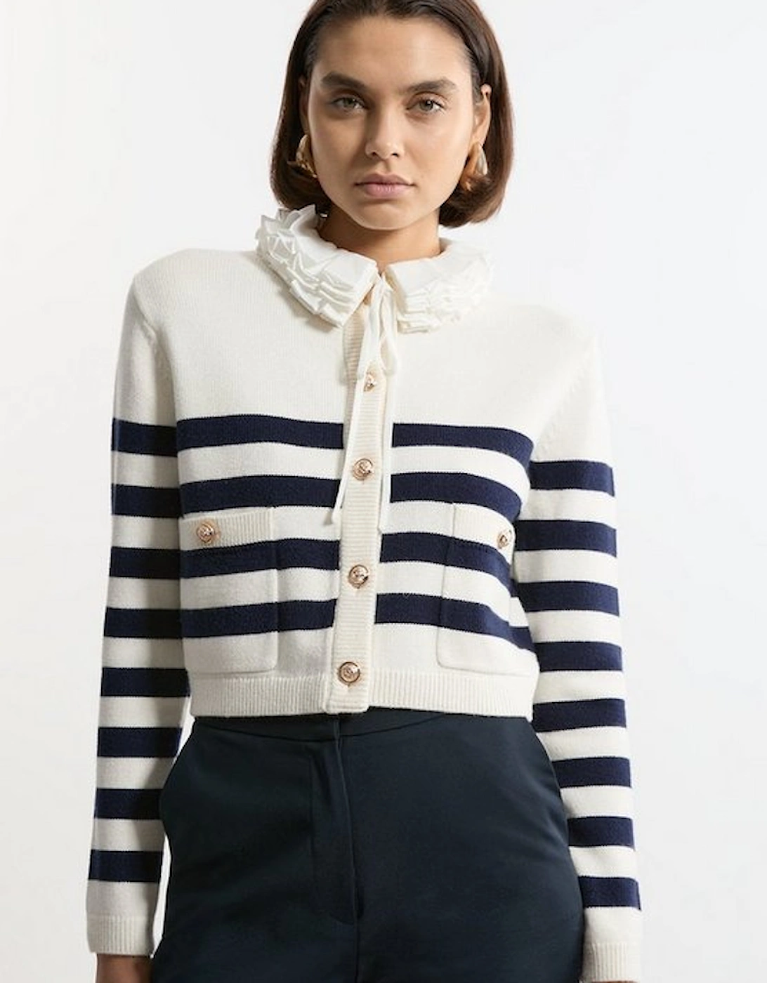 Viscose Blend Removable Collar Knit Cardi, 4 of 3