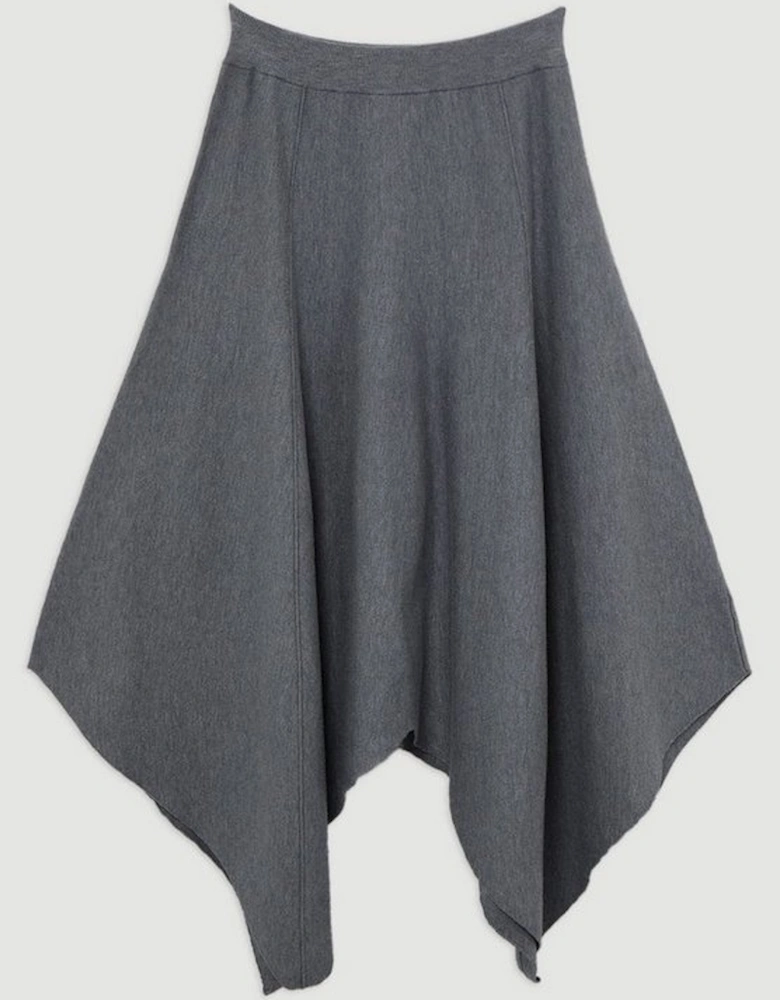 Compact Wool Look Asymmetric Hem Knit Skirt