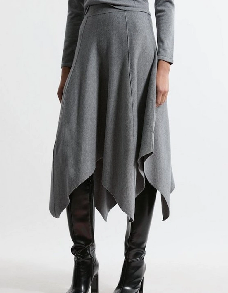 Compact Wool Look Asymmetric Hem Knit Skirt