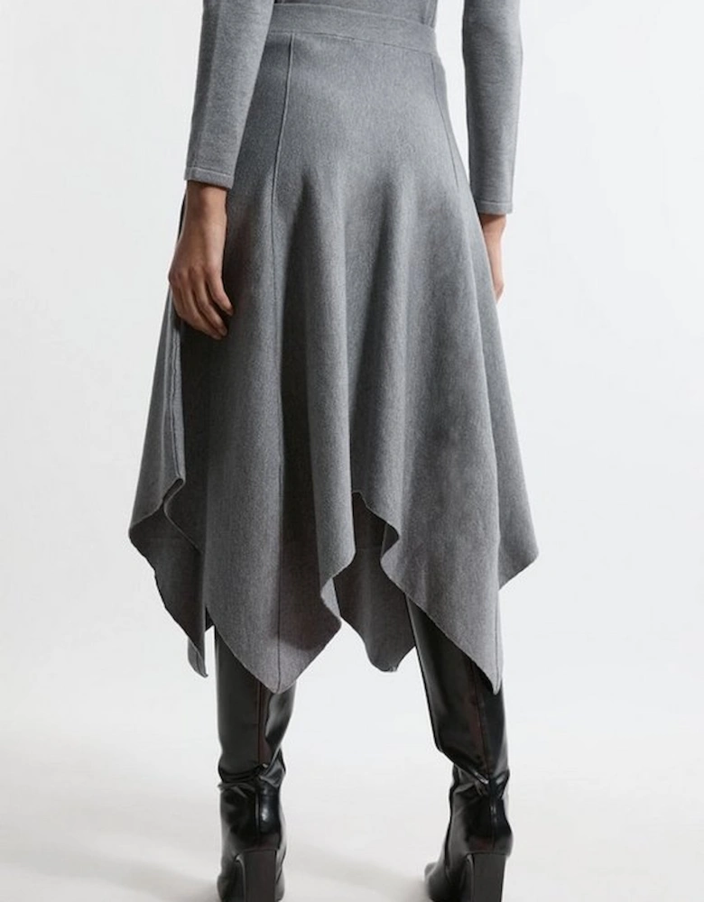 Compact Wool Look Asymmetric Hem Knit Skirt