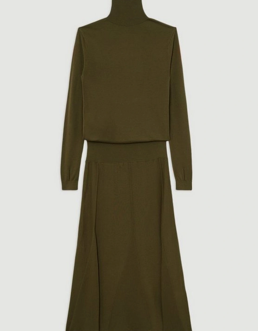 Wool Tencel Full Skirted Maxi Knit Dress