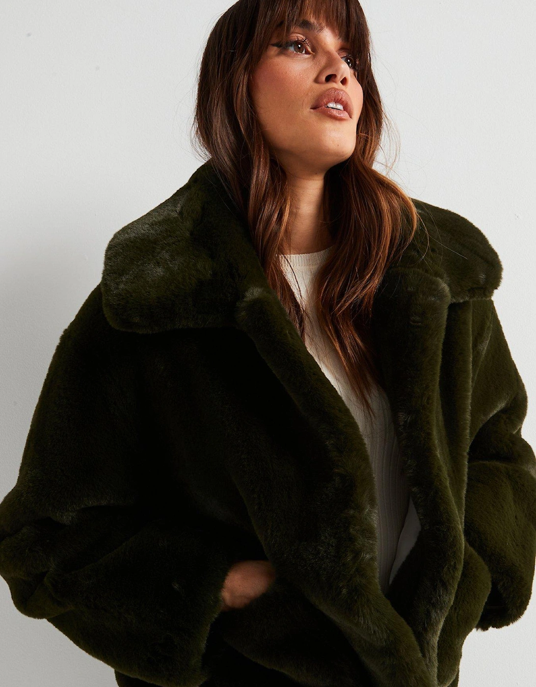 Traci Coat Forest Green Faux Fur Coat - Dark Green, 7 of 6