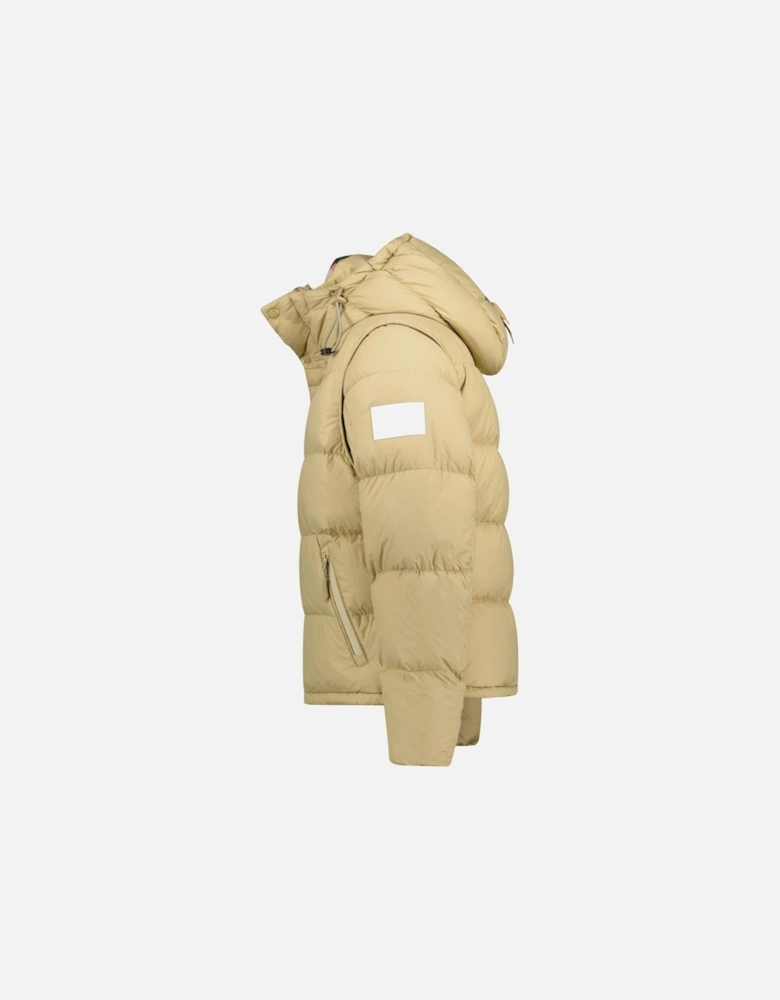 'Lockwell' Hooded Check Down Jacket Beige