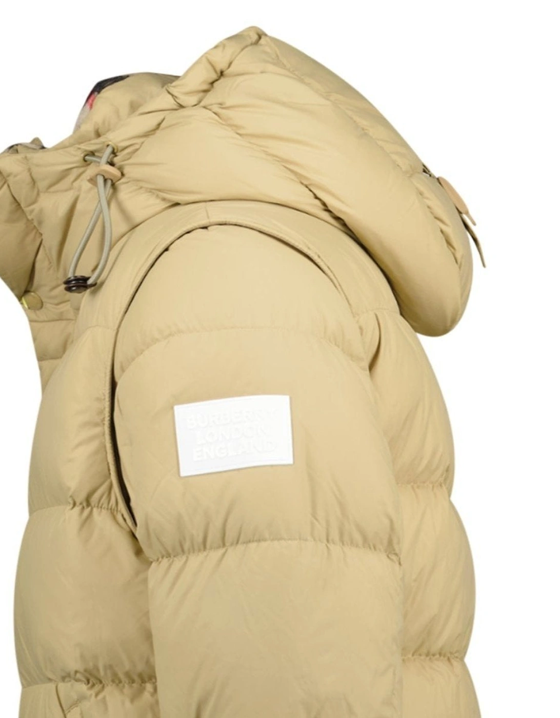 'Lockwell' Hooded Check Down Jacket Beige