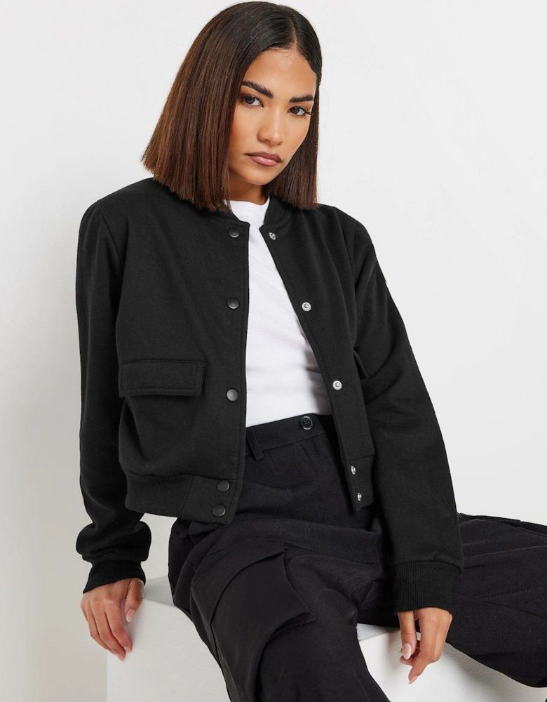 Petite Sweat Bomber Jacket - Black