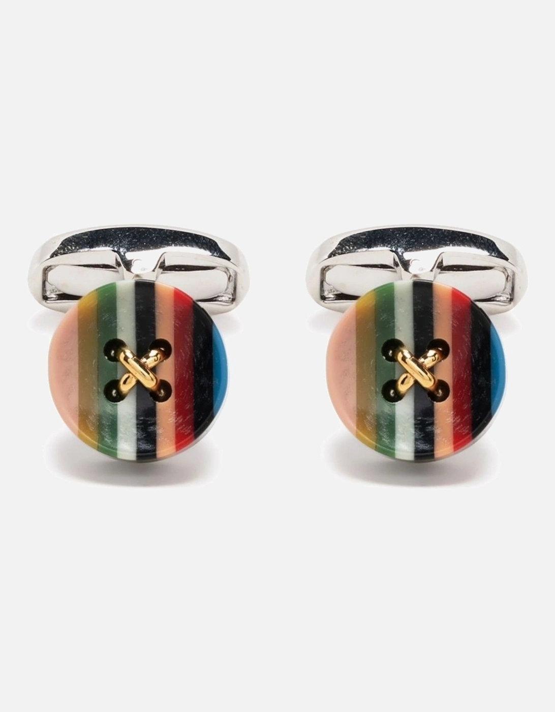 Button Stripe Cufflinks Multicolour, 3 of 2