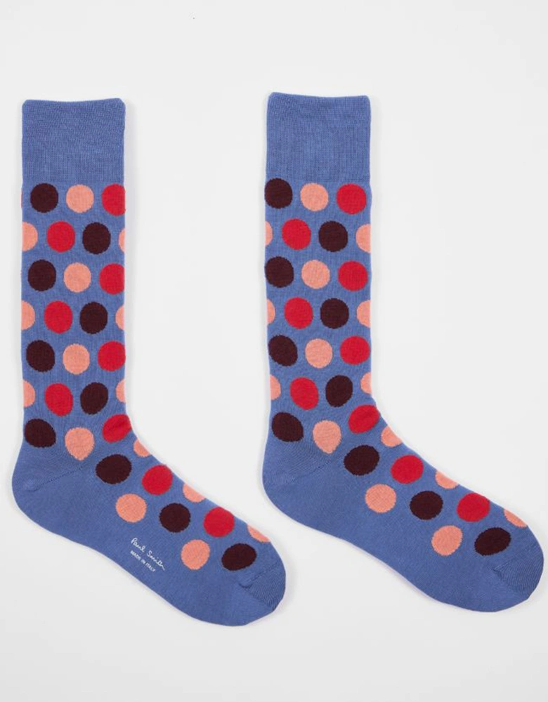 Ilario Polka Dot Socks Blue