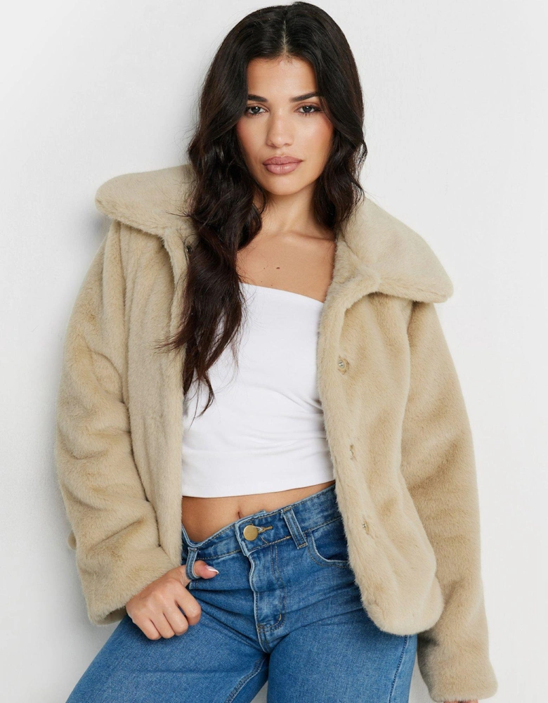 Petite Faux Fur Coat - Natural