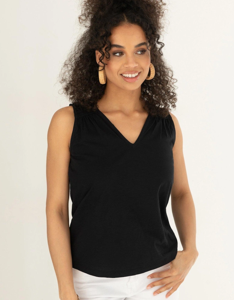 Maya Cotton Slub Jersey Built-Up V-Neck Vest