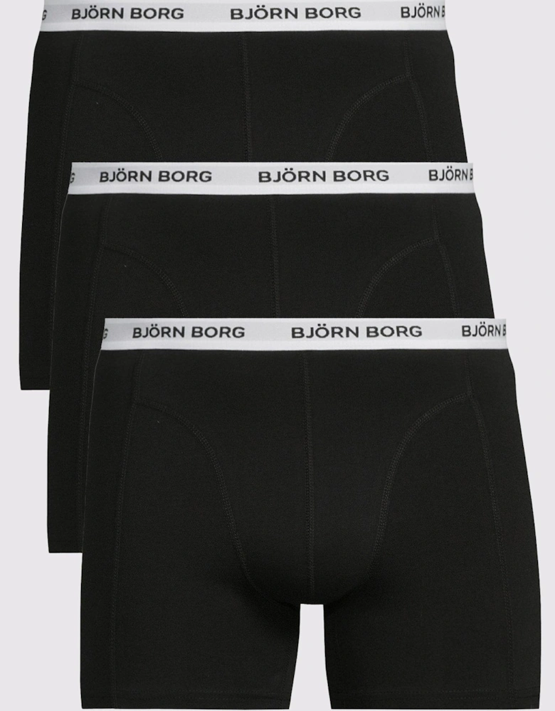 Mens Cotton Stretch Boxer 3 Pack -Black