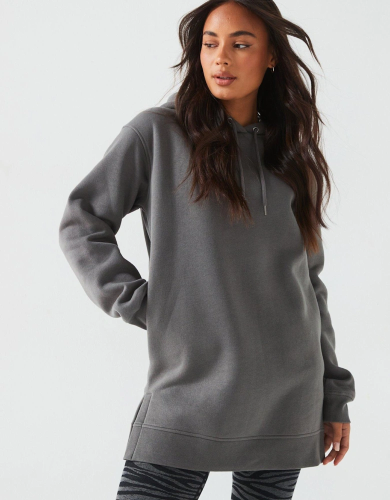 The Essential Longline Hoodie - Charcoal