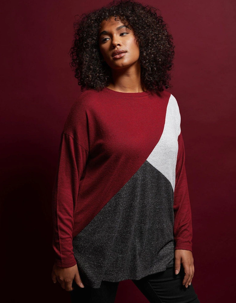 Colour Block Jumper - Red